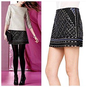 Club Monaco Kaitlin Black & Gold Sequin Mini Skirt